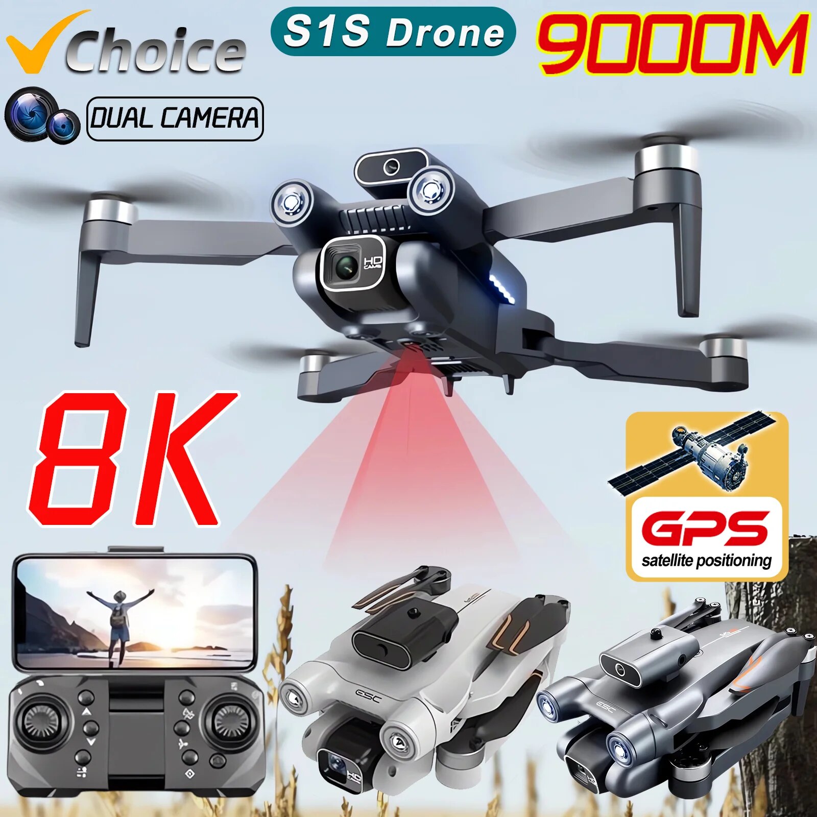 Drone S1S Rc Quadcopter - S1S Drone 5G Wifi 4K professionale