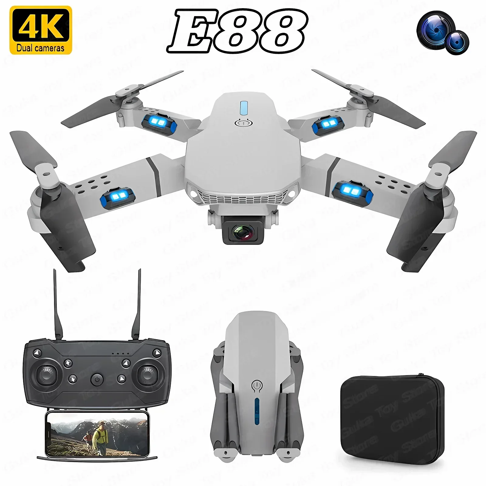 Rc Drone E88 - E88 Pro WIFI FPV Drone grandangolare