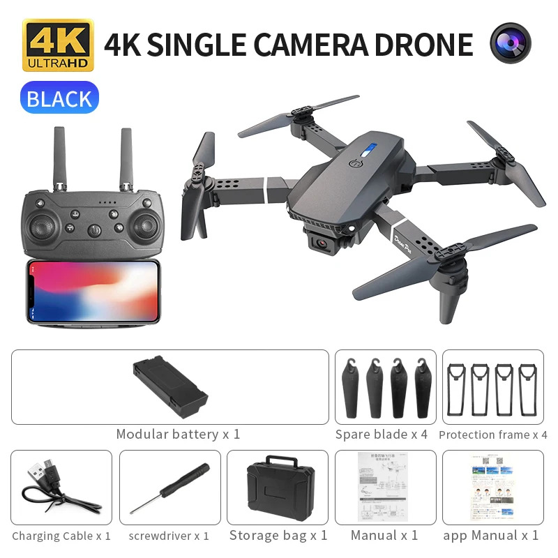 Rc Drone E88 - Il drone pieghevole intelligente E88 supporta