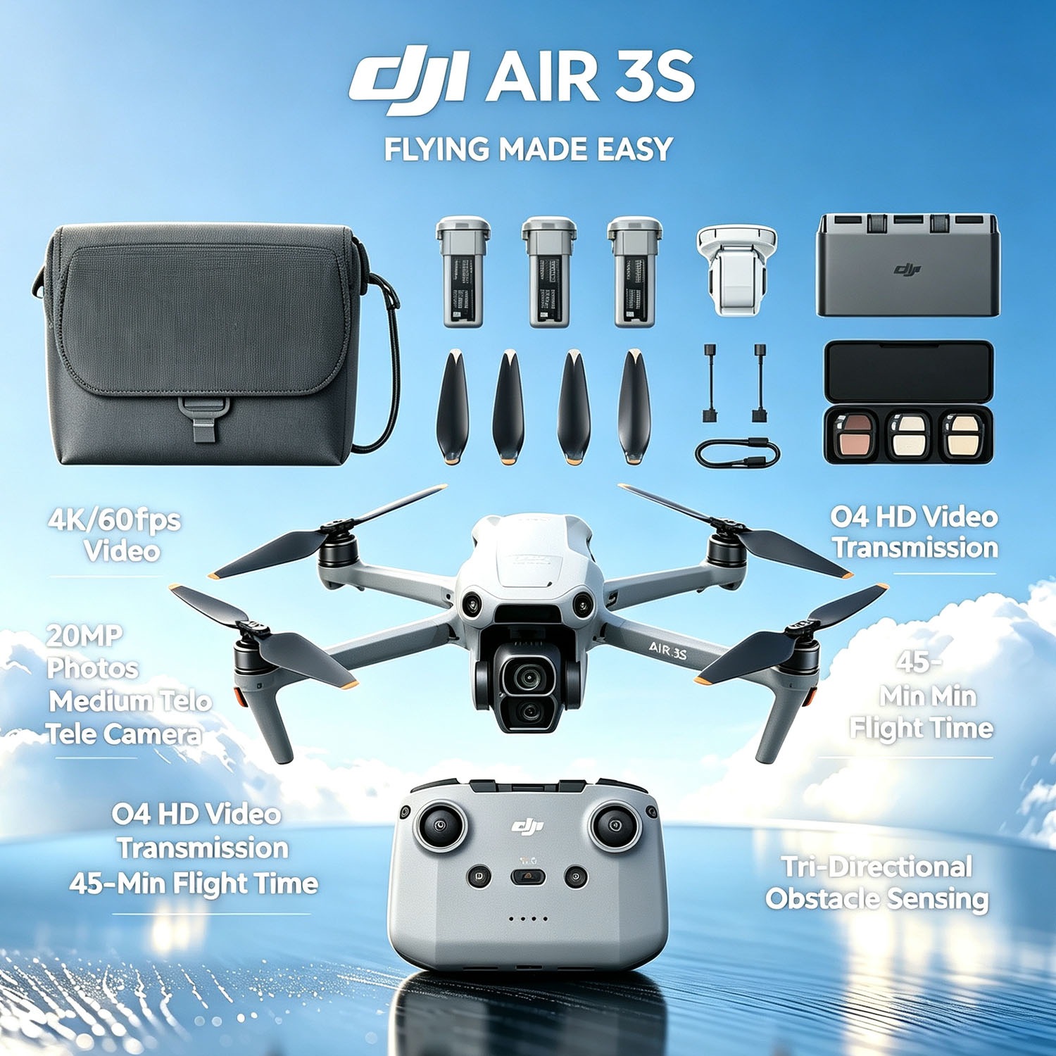 Drone Rc N3 3 Batteries - DJI Air 3S Fly More Combo